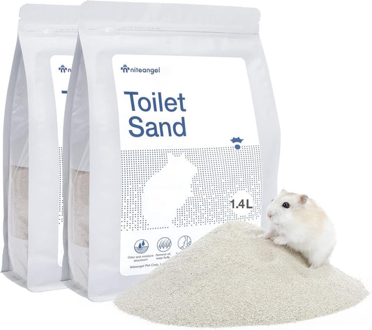 Training Litter Potty Sand - Hamster Sand Bath for Syrian Dwarf Hamsters Gerbils Mice Lemming Degus or Other Small-Sized Pets ((1.4 L X 2 - Blue Label)