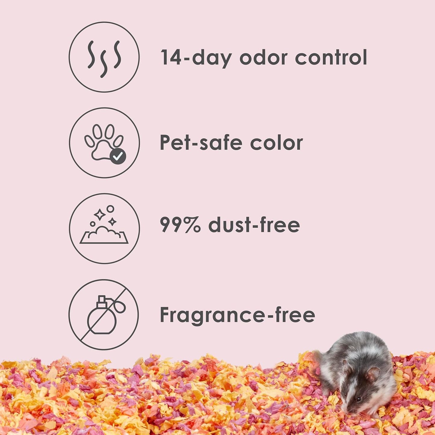 Clean & Cozy Colors, Small Animal Bedding with Extreme Odor Control, Sunset, 24.6 Liters