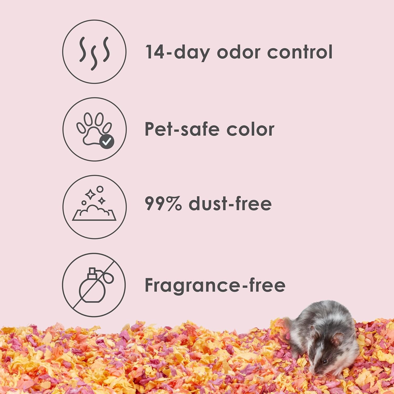 Clean & Cozy Colors, Small Animal Bedding with Extreme Odor Control, Sunset, 24.6 Liters