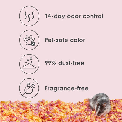 Clean & Cozy Colors, Small Animal Bedding with Extreme Odor Control, Sunset, 24.6 Liters