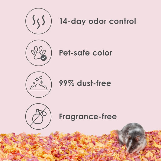 Clean & Cozy Colors, Small Animal Bedding with Extreme Odor Control, Sunset, 24.6 Liters