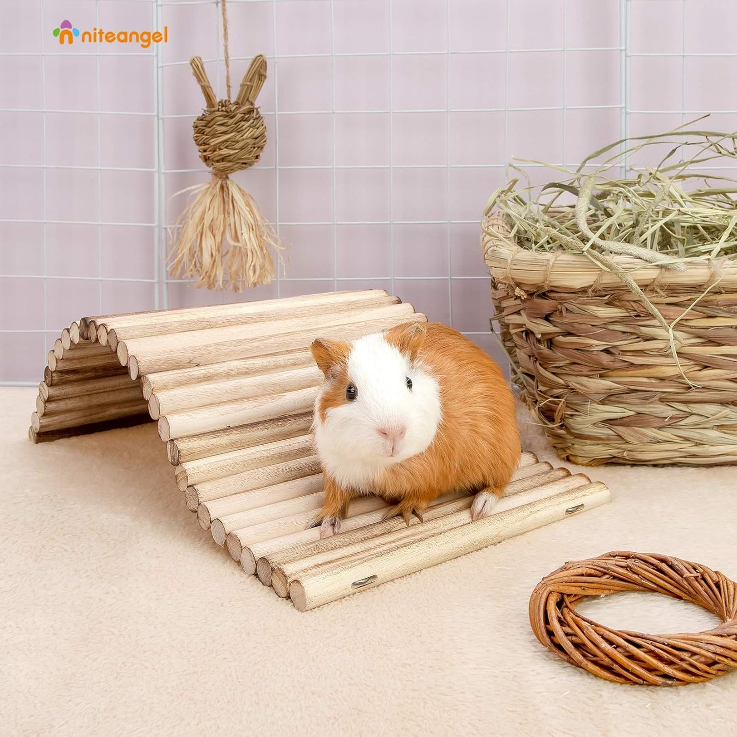 Small Animal Climbing Toys - Suspension Bridge Ladder for Hamsters Gerbils Mice Rats Guinea Pigs or Other Small Pets (15.7'' X 7.8'')
