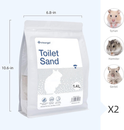 Training Litter Potty Sand - Hamster Sand Bath for Syrian Dwarf Hamsters Gerbils Mice Lemming Degus or Other Small-Sized Pets ((1.4 L X 2 - Blue Label)