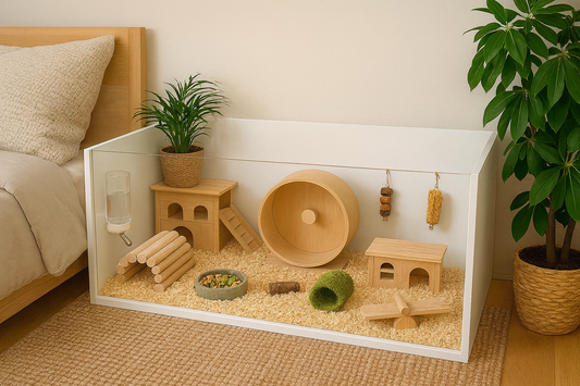 pet enclosure with a big hamster cage