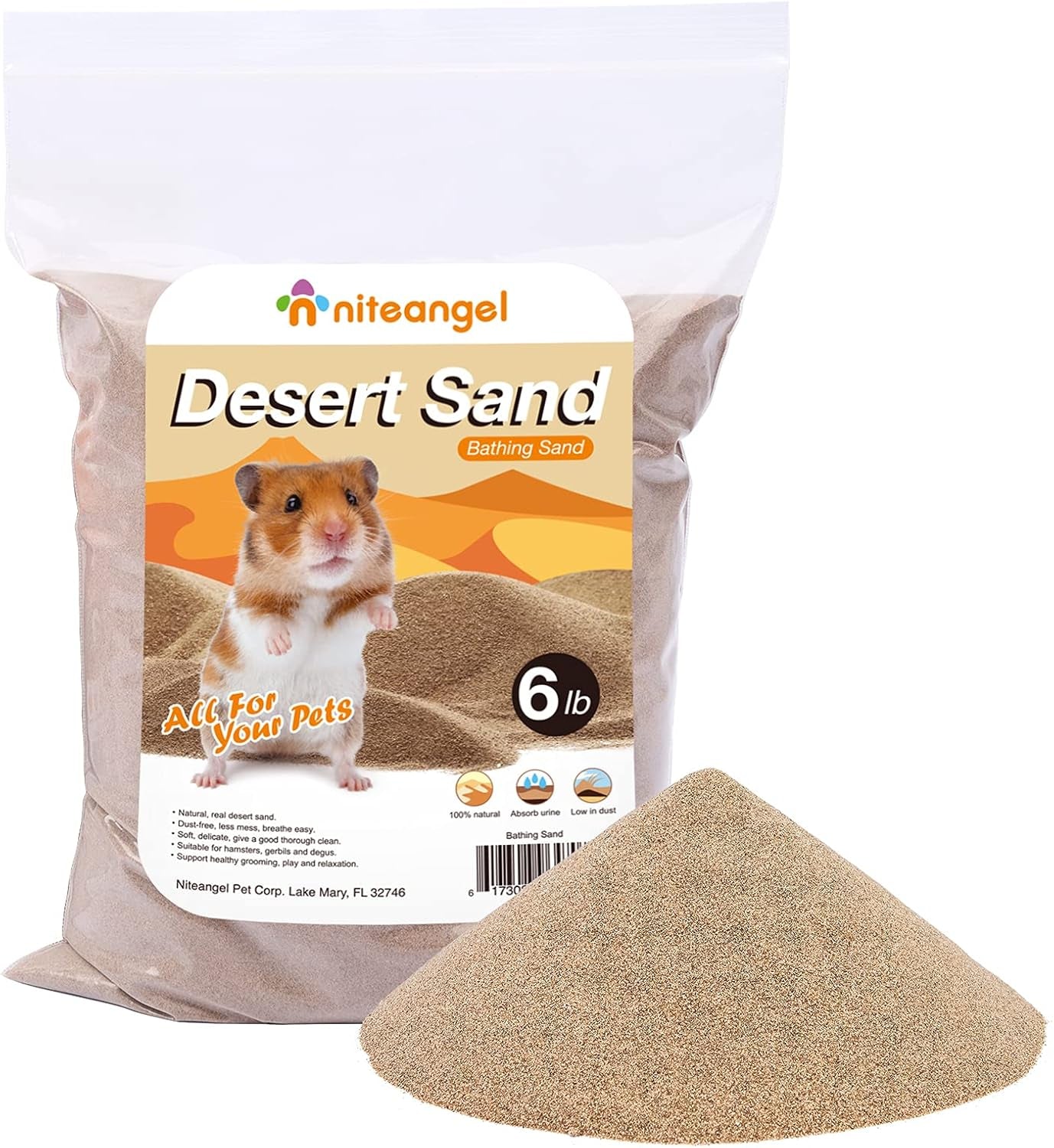 Hamster Desert Bath Sand | No-Dust Bath or Potty Litter Sand for Hamster Chinchillas Gerbil Mice Degu or Other Small Pets