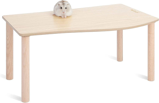 Hamster Play Wooden Platform for Dwarf Syrian Hamsters Gerbils Mice Degus or Other Small Pets (Wave - 7'' Height, Burlywood)